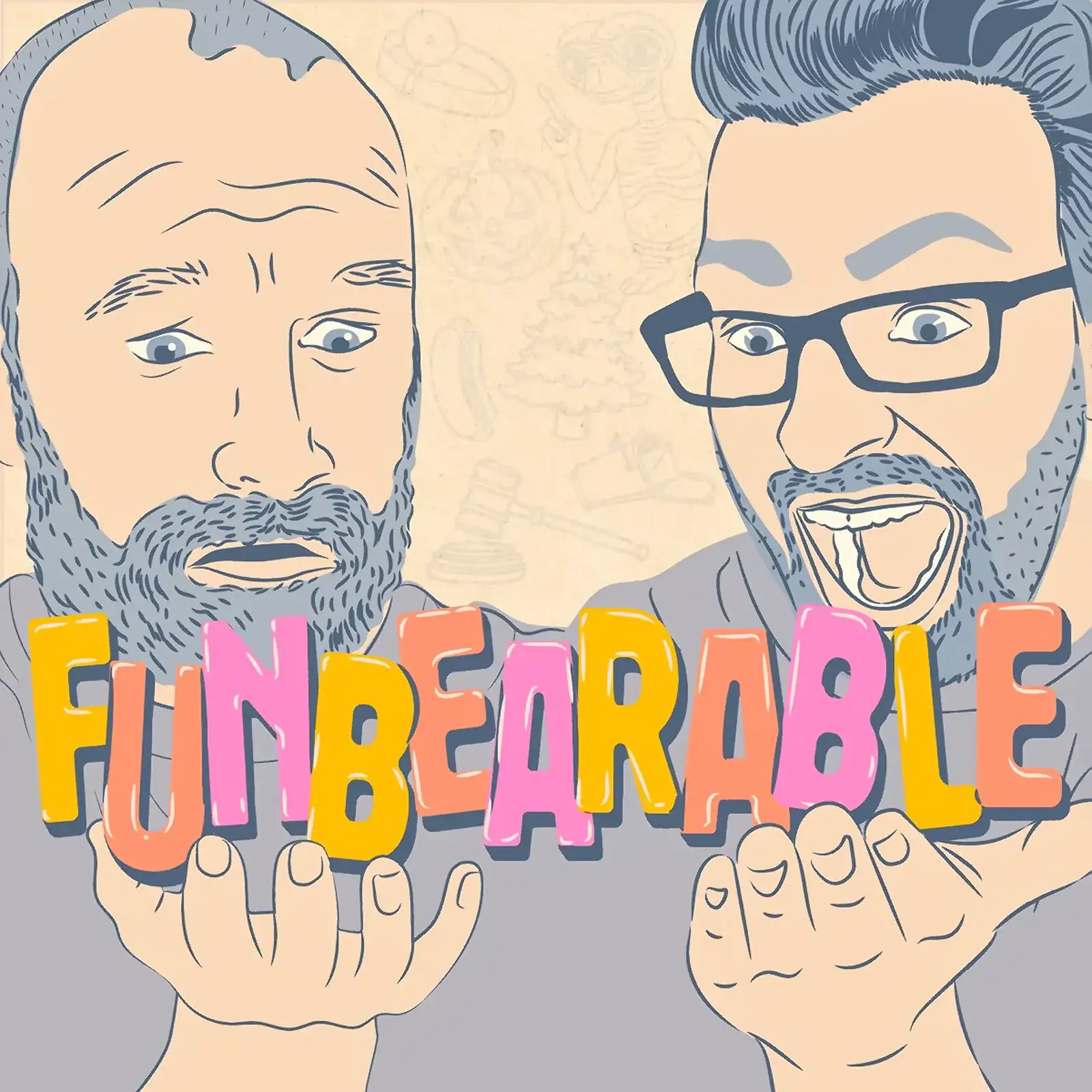 Funbearable Podcast Logo Logo for the Funbearable Podcast, hosted by Chuck Staton and Brad Rohrer. Find more about the Funbearable Pod at www.tuesdayspod.com/chuck-staton