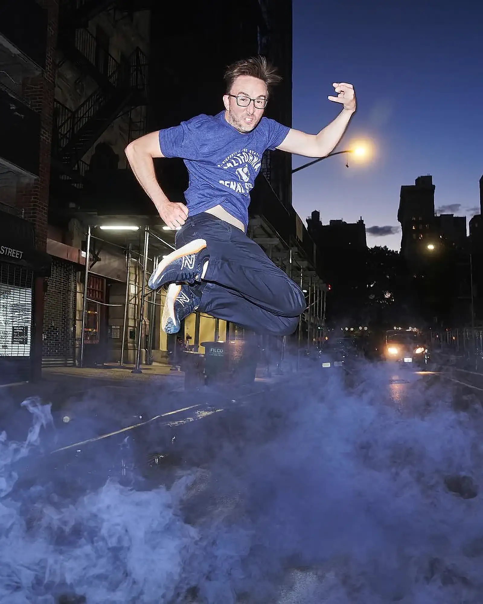 Joe Jumping in the New York City Steam | Joe List | Tuesdays with Stories Comedian Joe List of Tuesdays with Stories jumping in the New York City steam. Find more about Joe List at www.tuesdayspod.com/joe-list