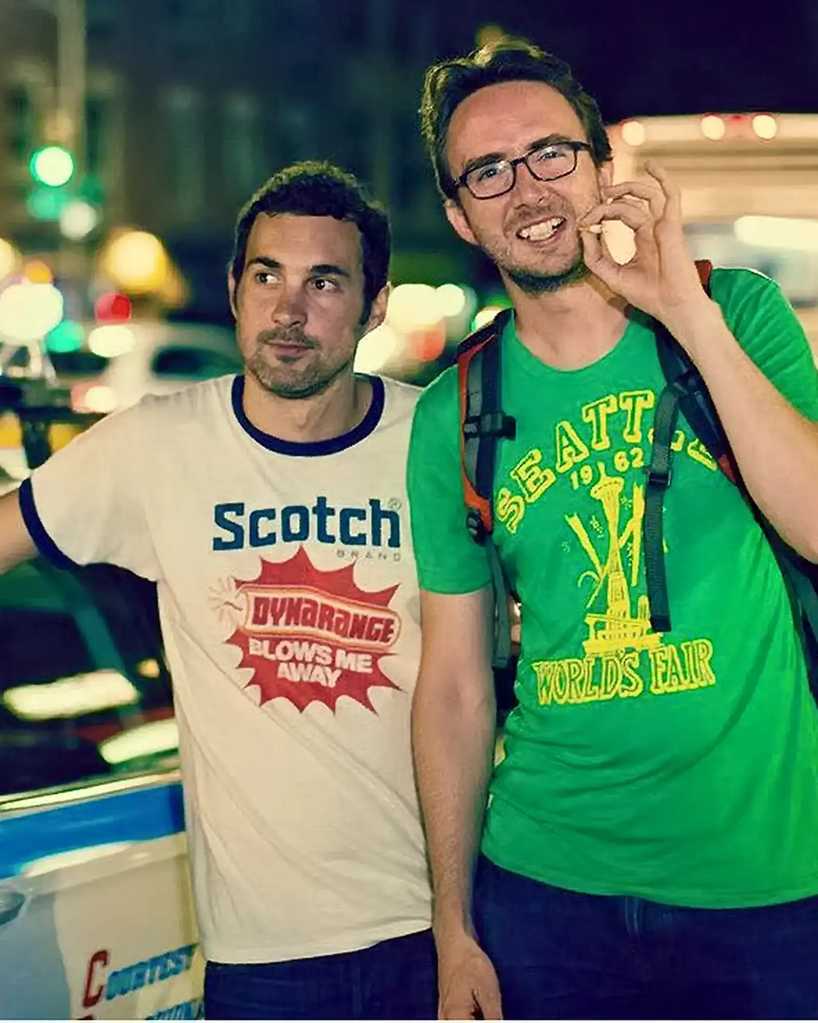 Joe in Seattle World's Fair Sonics Shirt | Mark Normand and Joe List | Tuesdays with Stories Comedian Joe List in a Seattle World's Fair shirt, with Mark Normand of Tuesdays with Stories. Find Mark Normand Tour Dates and Joe List Tour Dates at www.tuesdayspod.com/find-a-show