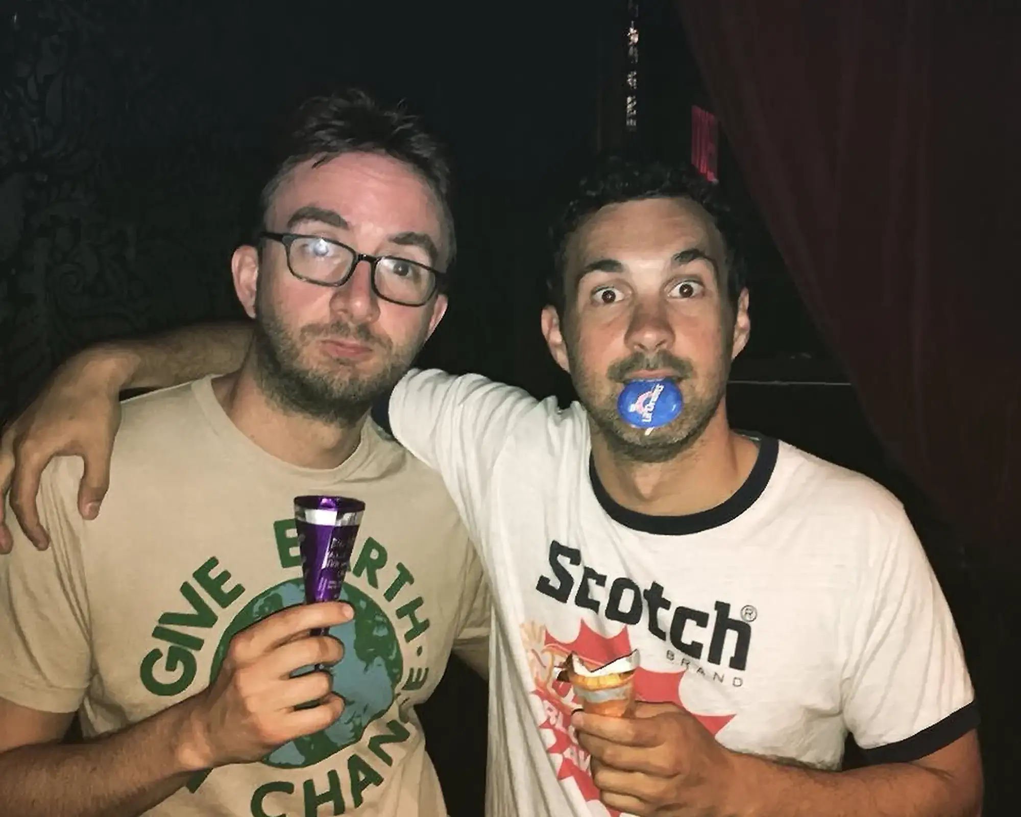 Eating Drumstick Icecream in Hipster Shirts | Mark Normand and Joe List | Tuesdays with Stories Comedians Mark Normand and Joe List of Tuesdays with Stories in hipster shirts with drumstick ice cream. Find Mark Normand Tour Dates and Joe List Tour Dates at www.tuesdayspod.com/find-a-show