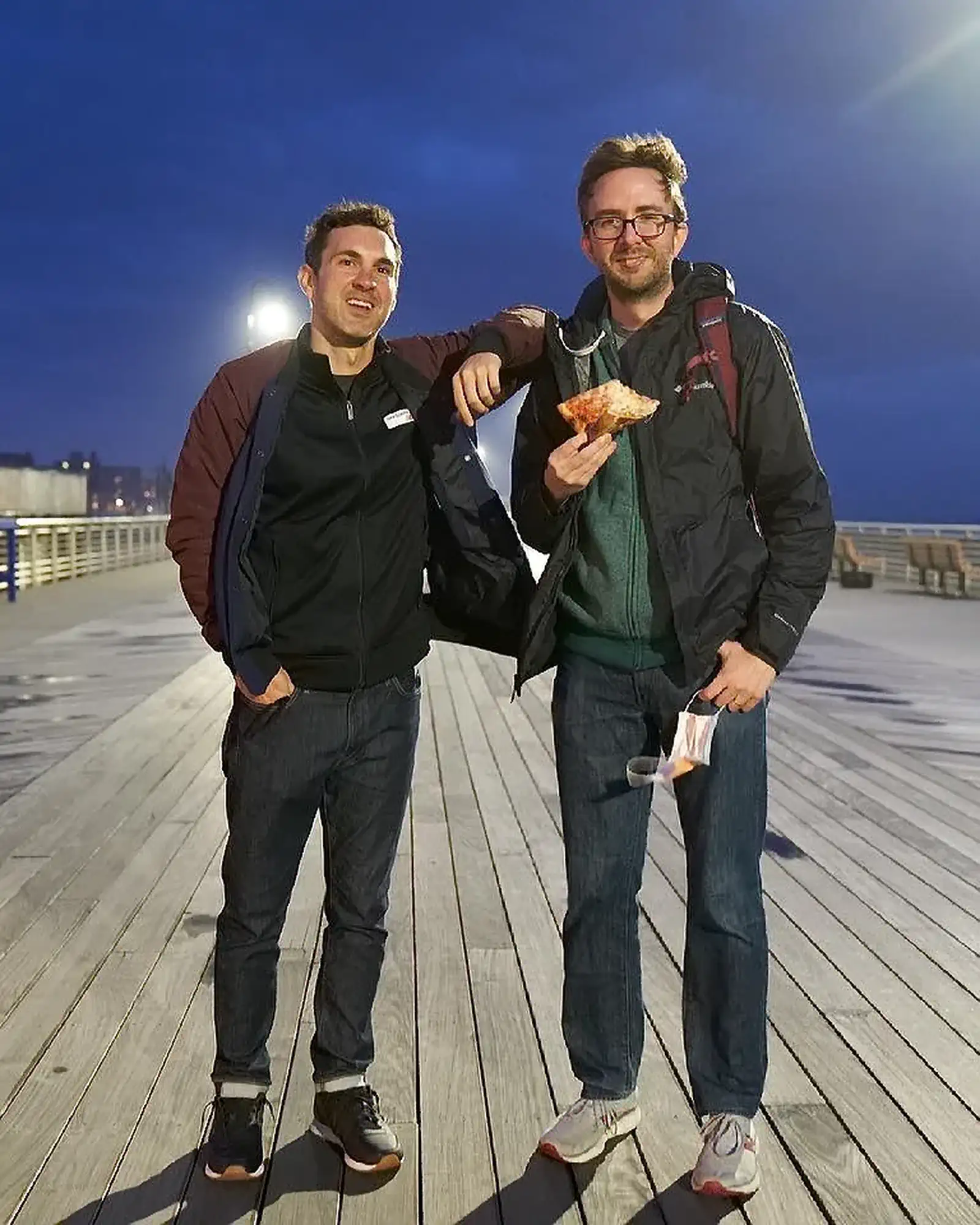 On the Boardwalk, Eating Pizza | Mark Normand and Joe List | Tuesdays with Stories Comedians Mark Normand and Joe List of Tuesdays with Stories on the boardwalk eating pizza. Find Mark Normand Tour Dates and Joe List Tour Dates at www.tuesdayspod.com/find-a-show