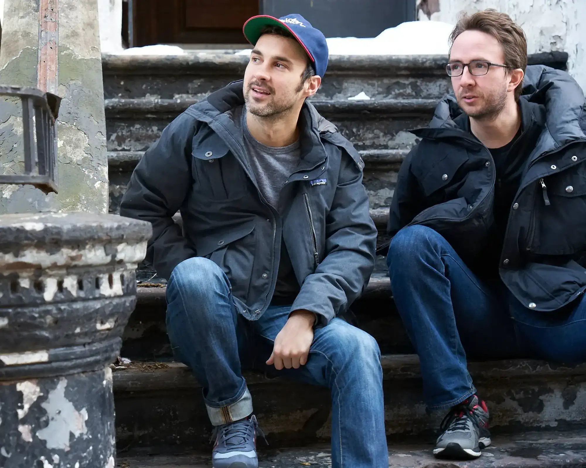Cuffed Pants and Patagonia | Mark Normand and Joe List | Tuesdays with Stories Comedians Mark Normand and Joe List of Tuesdays with Stories in a photoshoot. Find Mark Normand Tour Dates and Joe List Tour Dates at www.tuesdayspod.com/find-a-show