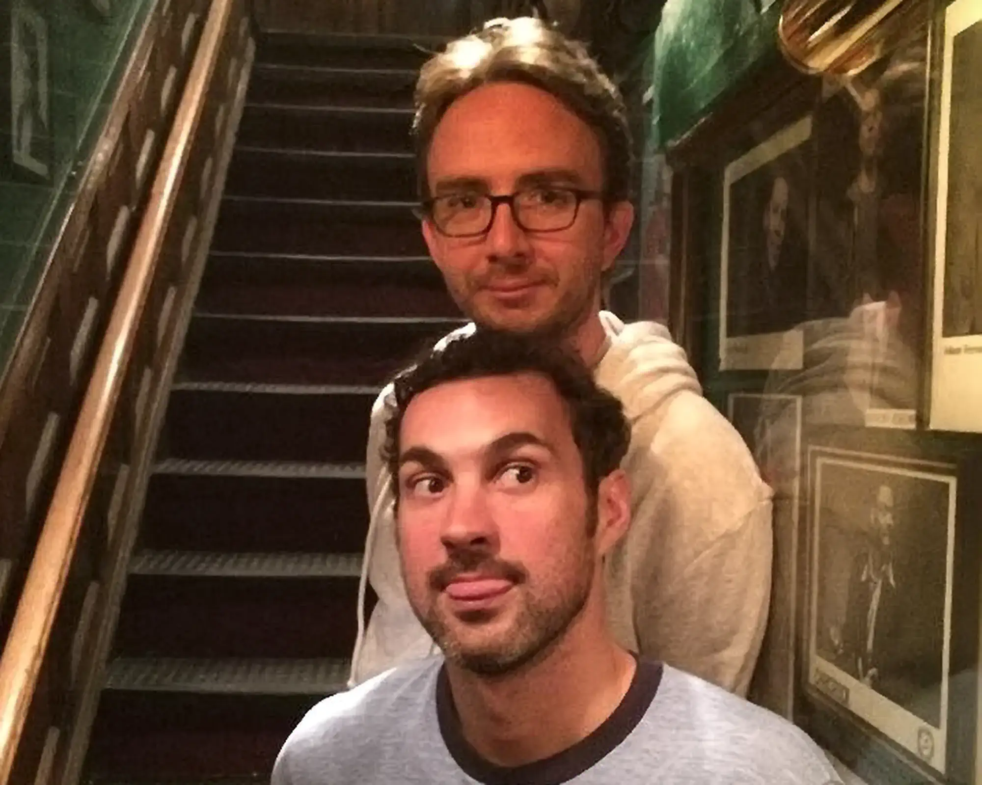 Tongue Out | Mark Normand and Joe List | Tuesdays with Stories Comedians Mark Normand and Joe List of Tuesdays with Stories taking a silly photo. Find Mark Normand Tour Dates and Joe List Tour Dates at www.tuesdayspod.com/find-a-show