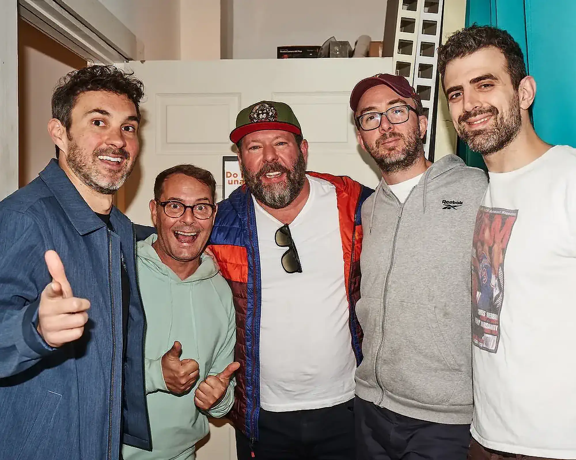 Sam Morril, Bert Kreischer, and Tom Dustin with Mark and Joe | Mark Normand and Joe List | Tuesdays with Stories Comedians Sam Morril, Bert Kreischer, and Tom Dustin with comedians Mark Normand and Joe List of Tuesdays with Stories. Find more Tuesdays with Stories photos at www.tuesdayspod.com/photos